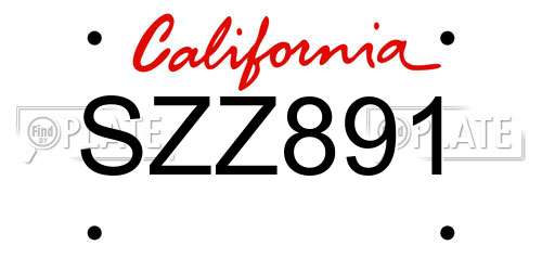 SZZ891 California License Plate