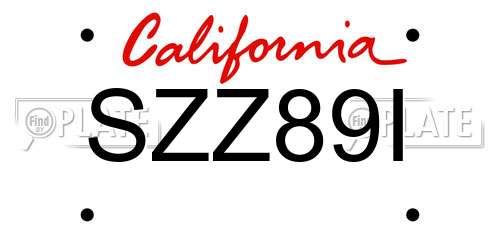 SZZ89I California License Plate