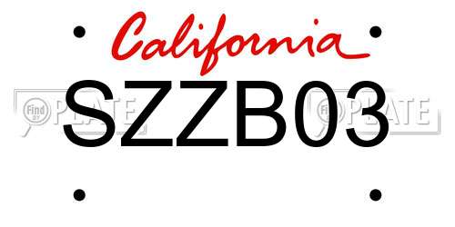 SZZB03 California License Plate