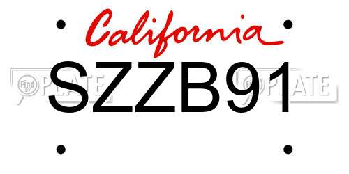 SZZB91 California License Plate