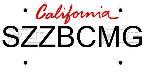 SZZBCMG California License Plate