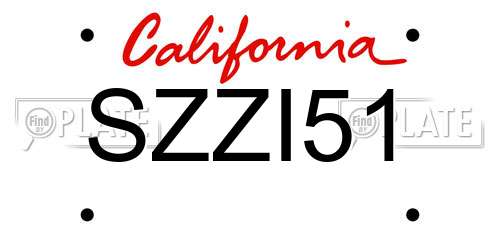 SZZI51 California License Plate
