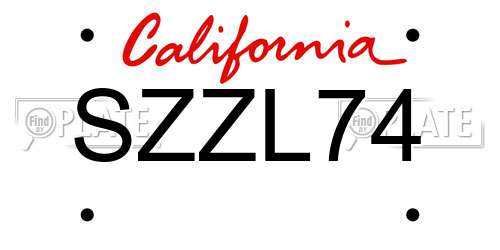 SZZL74 California License Plate