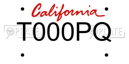 T000PQ California License Plate