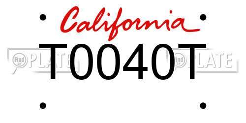 T0040T California License Plate