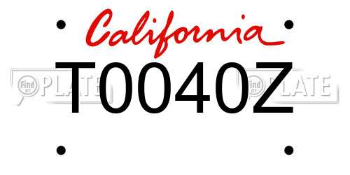 T0040Z California License Plate