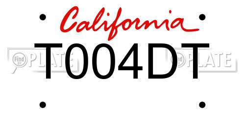 T004DT California License Plate