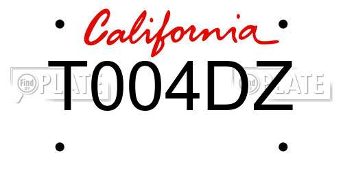 T004DZ California License Plate