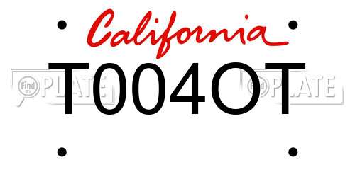T004OT California License Plate