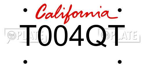 T004QT California License Plate