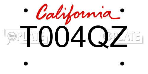 T004QZ California License Plate