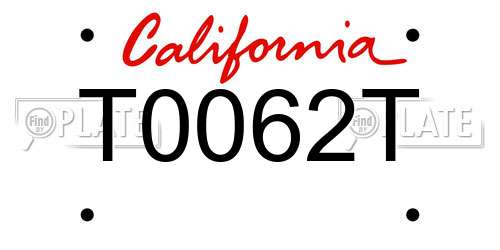 T0062T California License Plate