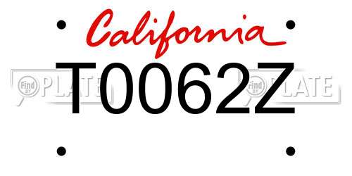T0062Z California License Plate