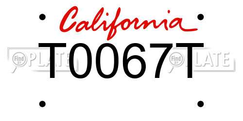 T0067T California License Plate
