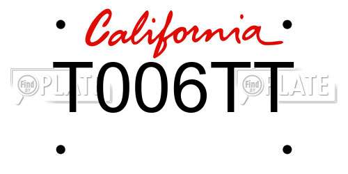 T006TT California License Plate