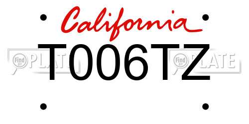 T006TZ California License Plate