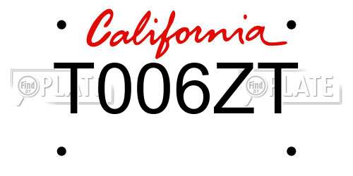 T006ZT California License Plate