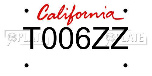 T006ZZ California License Plate