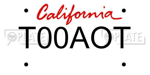 T00AOT California License Plate