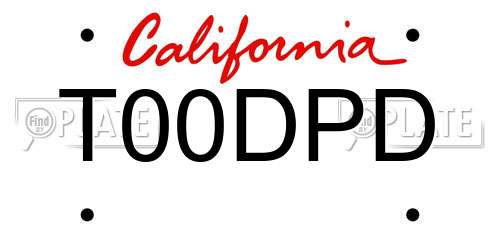 T00DPD California License Plate