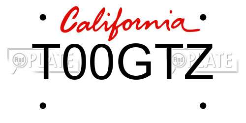 T00GTZ California License Plate