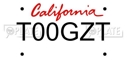 T00GZT California License Plate