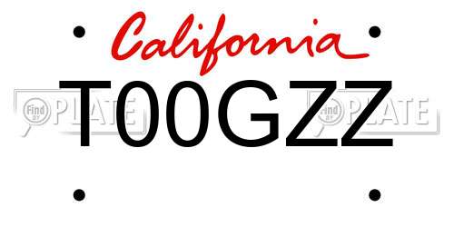 T00GZZ California License Plate