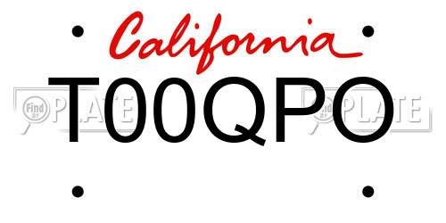 T00QPO California License Plate