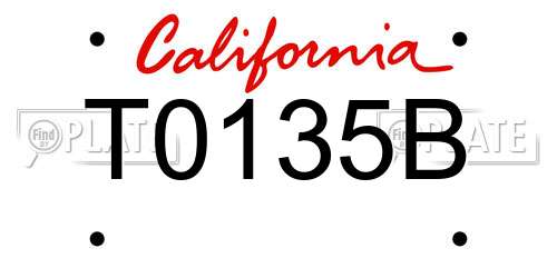 T0135B California License Plate