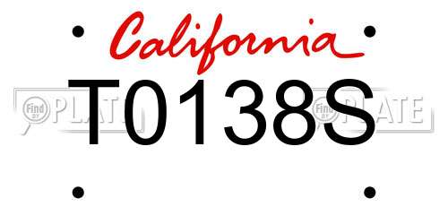 T0138S California License Plate