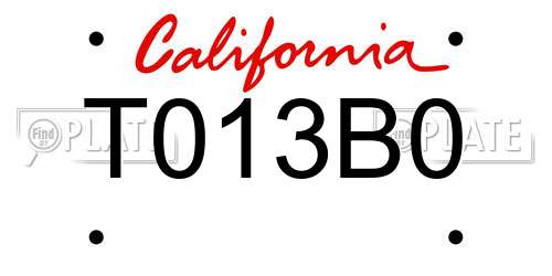 T013B0 California License Plate