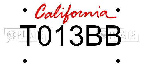 T013BB California License Plate
