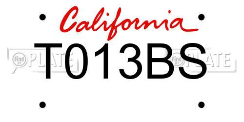 T013BS California License Plate