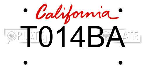 T014BA California License Plate