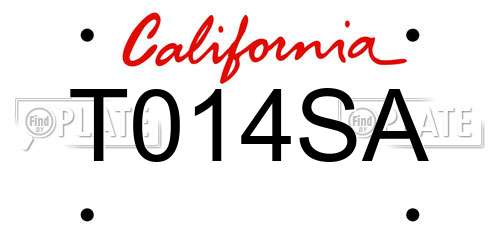 T014SA California License Plate