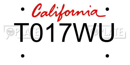 T017WU California License Plate