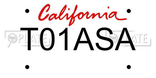 T01ASA California License Plate