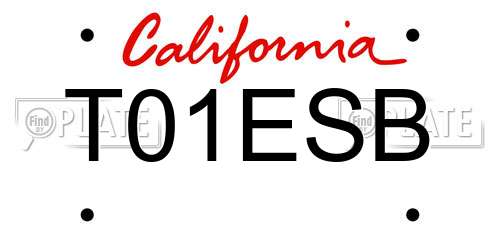 T01ESB California License Plate