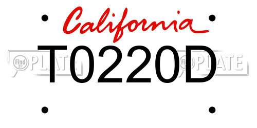 T0220D California License Plate