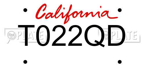 T022QD California License Plate