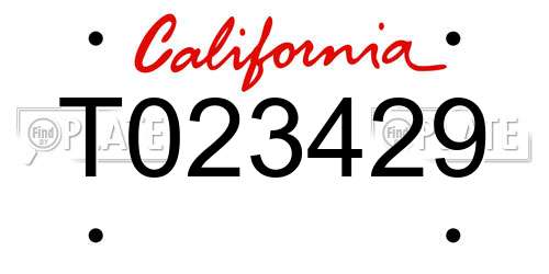 T023429 California License Plate