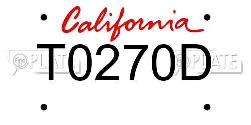 T0270D California License Plate