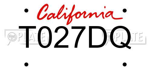 T027DQ California License Plate
