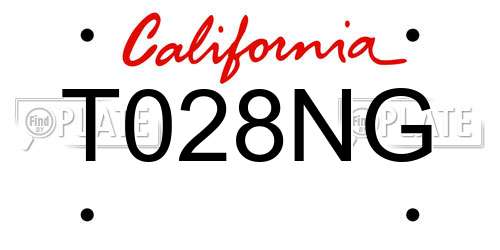 T028NG California License Plate