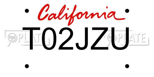 T02JZU California License Plate