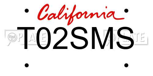 T02SMS California License Plate