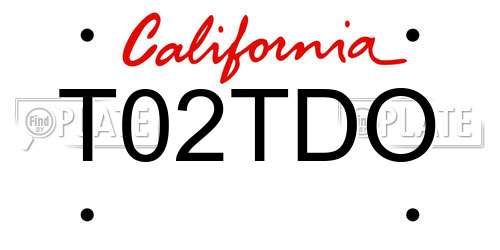 T02TDO California License Plate