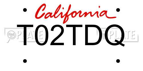 T02TDQ California License Plate