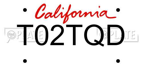 T02TQD California License Plate