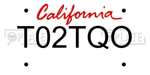 T02TQO California License Plate
